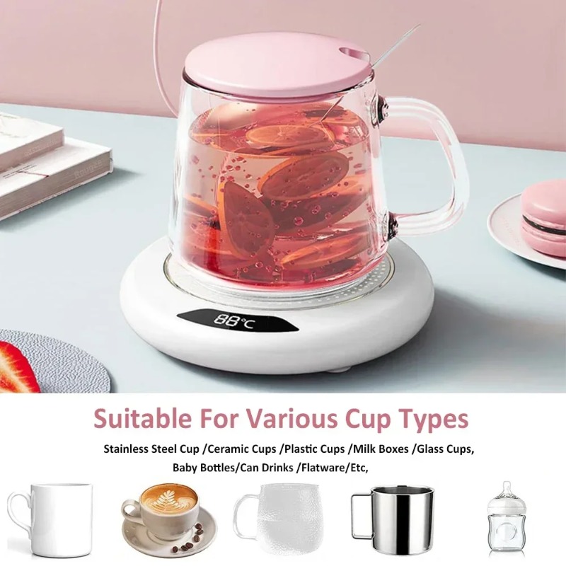 Coffee Tea Warmer - 1個入りインテリジェント恒温加熱コースターヒーター、3段階温度調節、滑り止め加工、様々なカップスタイルに対応