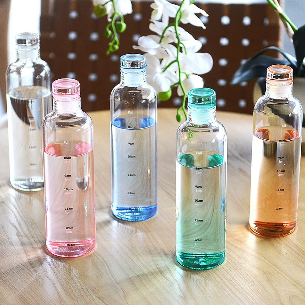 Coffee Tea Jars - 500/750 ミリリットル水ボトル INS スタイルタイムスケール透明茶コーヒーカップ漏れ防止ジュースボトル学生のための