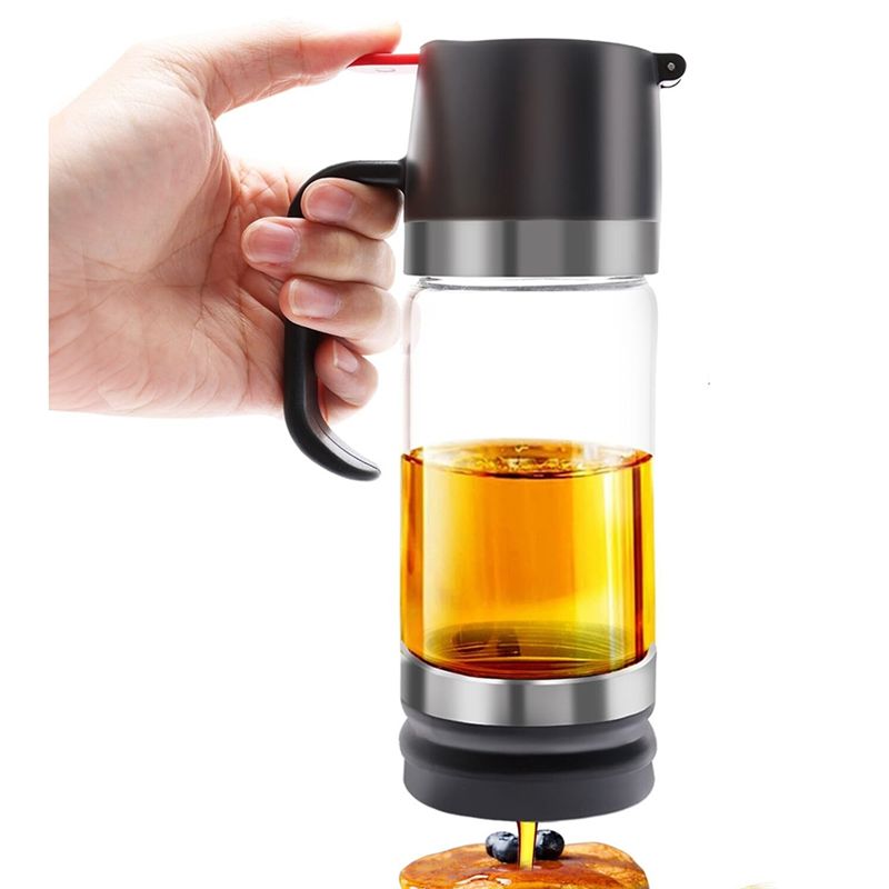 Coffee Or Tea Please - A21I-12 OZ ガラス製ハニーディスペンサー、ハンドル付きハニーポット、液だれしないハニーディスペンサー、コーヒーまたは紅茶用のシロップディスペンサー