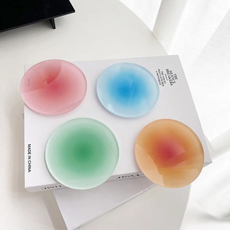 Coffee Or Tea Please - 4色展開、シンプルでクリエイティブなカラーグラデーションコースター、丸型ボウルとプレートマット付き、コーヒーショップ、喫茶店、またはスタイリッシュな装飾に最適