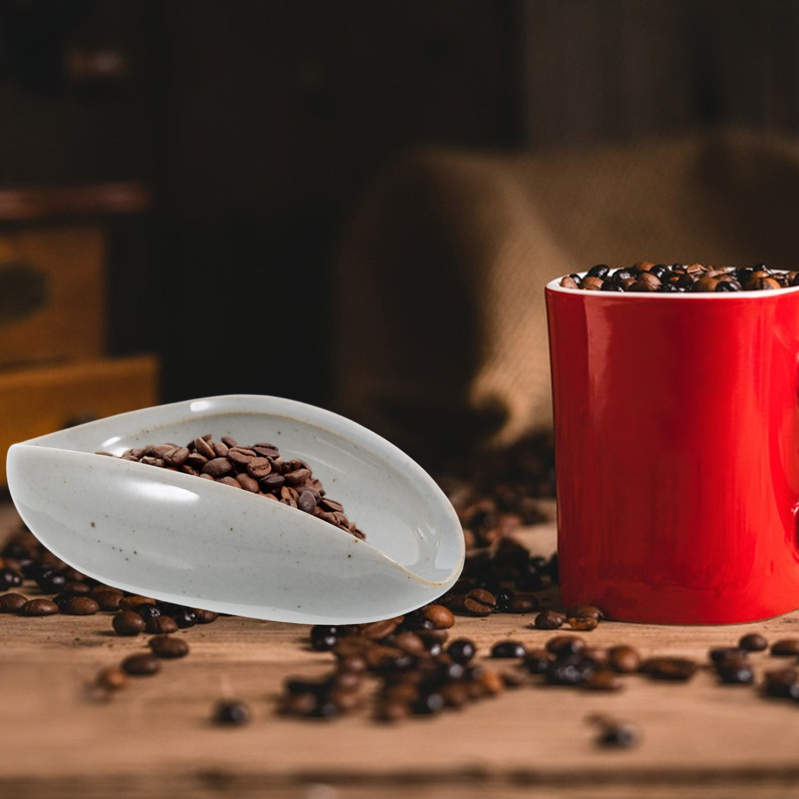 Coffee Tea Bean - セラミック製コーヒー豆計量トレイ 多機能計量カップ エスプレッソ豆、コーヒー粉、茶葉用 精密計測 キッチン用