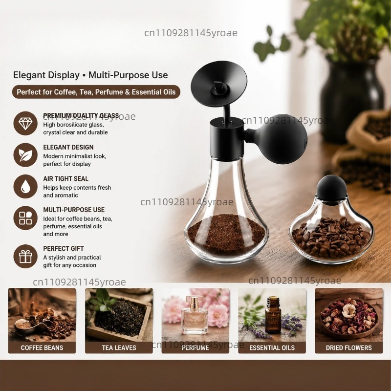 Coffee Tea Jars - ガラス製アロマサンプルボトル コーヒー豆 茶 香水 エッセンシャルオイル ディスプレイジャー