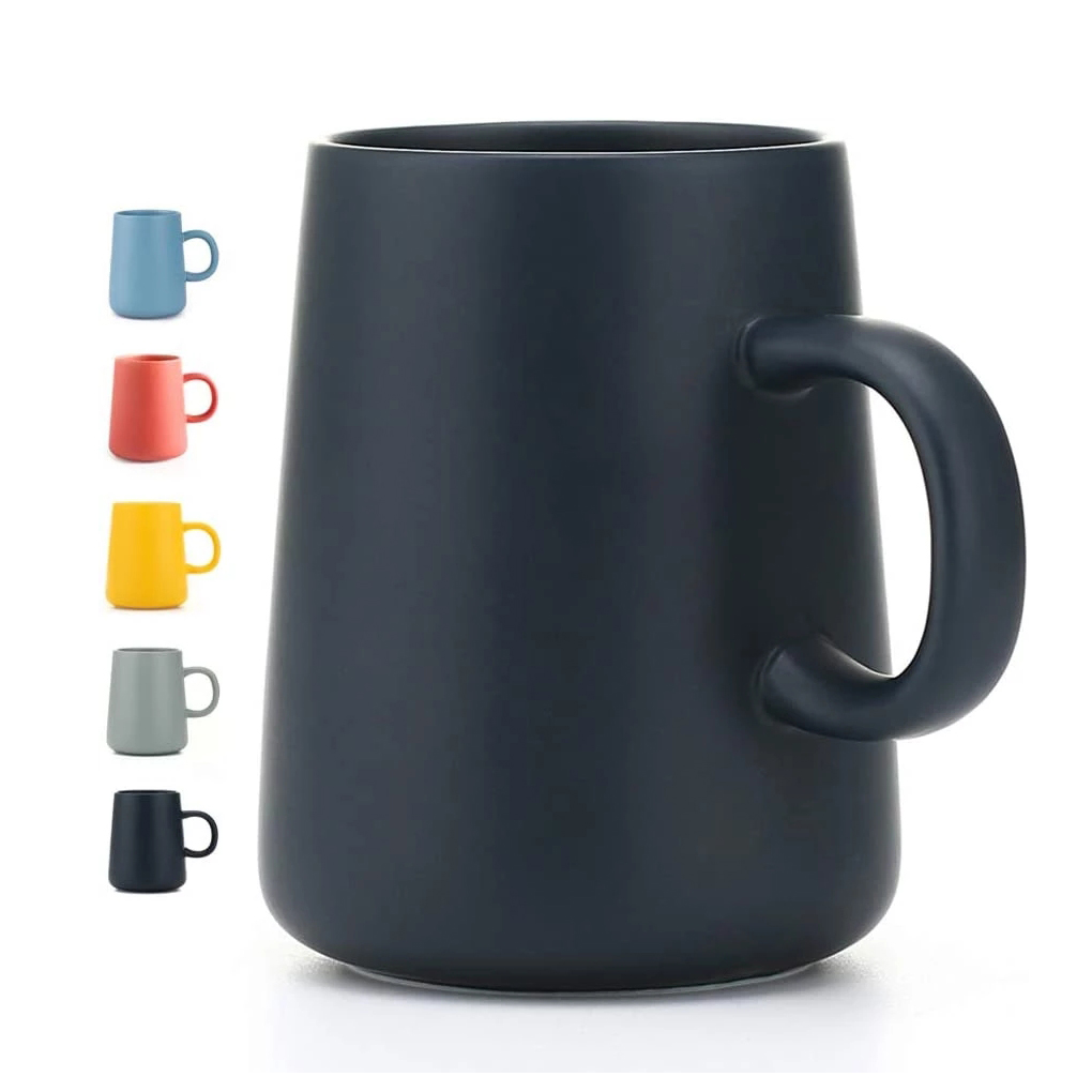 Coffee Plus Tea - 特大のセラミックティーカップ,大きなコーヒーカップ,幅広のセラミック,ユニークな色,つや消し,大きなスプーン付きカップ,450ml