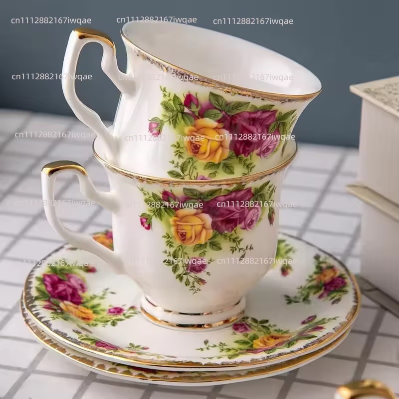 Coffee Tea English - ヨーロッパの骨磁器コーヒーセット、ゴールドアフタヌーンティーセット、イングリッシュコーヒーカップ、ティーポットギフト