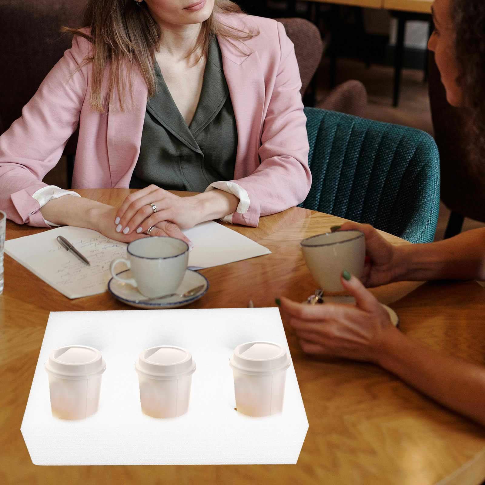 Coffee Tea Holder - 2個入り飲料カップホルダートレイ、多穴ドリンクキャリア、コーヒー、ミルクティー、テイクアウト用、安全でこぼれにくい、屋外輸送用