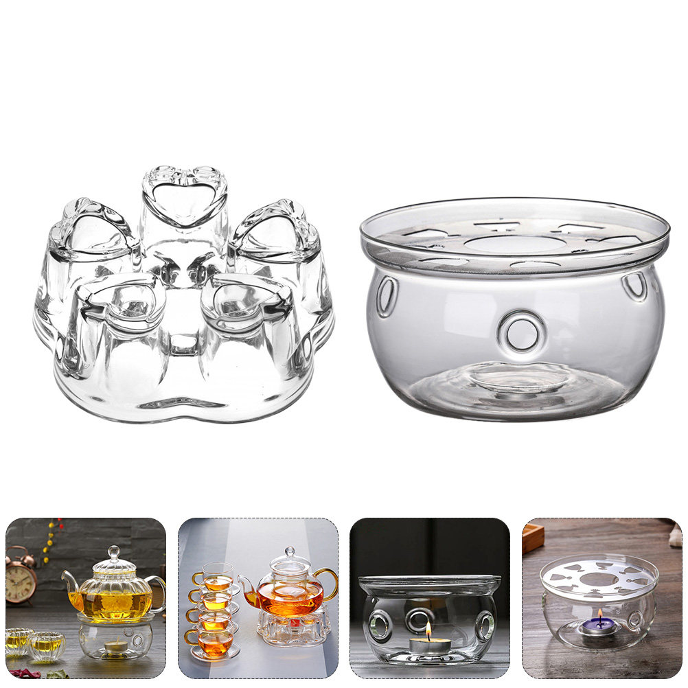 Coffee Tea House - 2個入り高品質ガラス製ティーポットウォーマー、家庭やオフィス、茶室用コーヒーアクセサリー、ティーポットウォーマー
