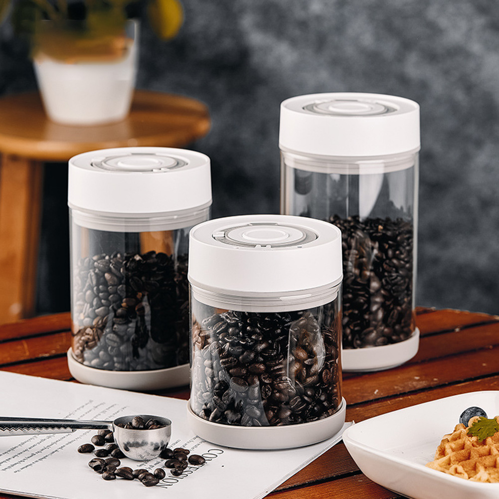 Coffee Tea Jars - キッチン防湿ガラスコーヒー豆ジャー自動インテリジェント真空保存密封ジャー食品フルーツシリアルティーコンテナ