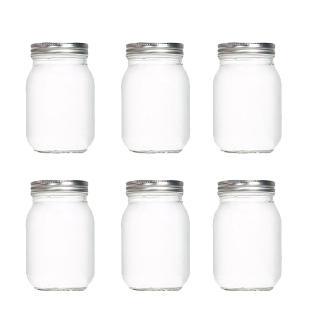 Coffee Tea Jars - 6個入り透明丸型ガラス瓶、気密蓋付き、食品保存用、コーヒー、紅茶、蜂蜜、ドライフルーツ、ジャム、ピクルス、キッチンガラス用