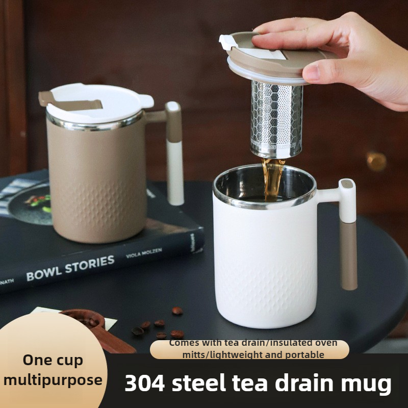 Coffee Tea Exchange - 450 ミリリットルティーカップ注入器コーヒーサーモマグオフィス用漏れ防止茶ミルクカップステンレス鋼ライナー飲料カップ箸置き