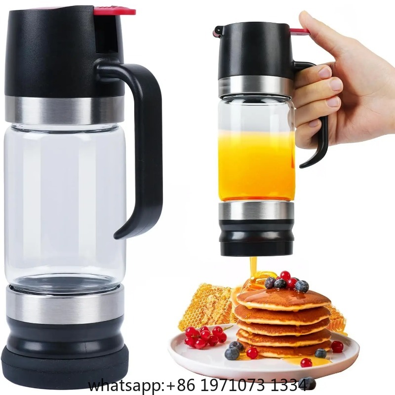 Coffee Or Tea Please - ベース付きの液だれしないハニーディスペンサー、ハンドル付きガラス製ハニーポット、コーヒーまたは紅茶用のシロップディスペンサー、汚れのないハニー容器