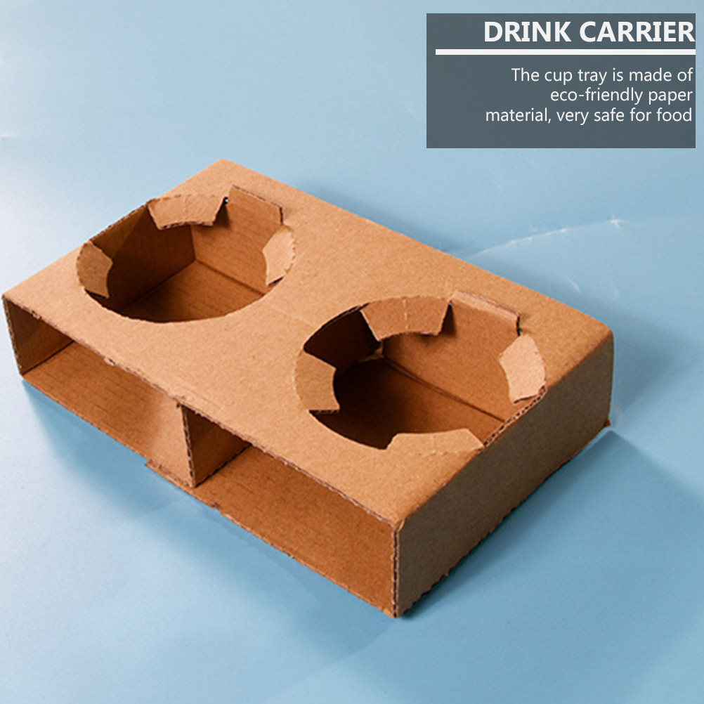 Coffee Tea Holder - 10 個環境に優しい生分解性紙ドリンクキャリアトレイコーヒーミルクティーホットコールド飲料テイクアウトパッキングカップホルダー用