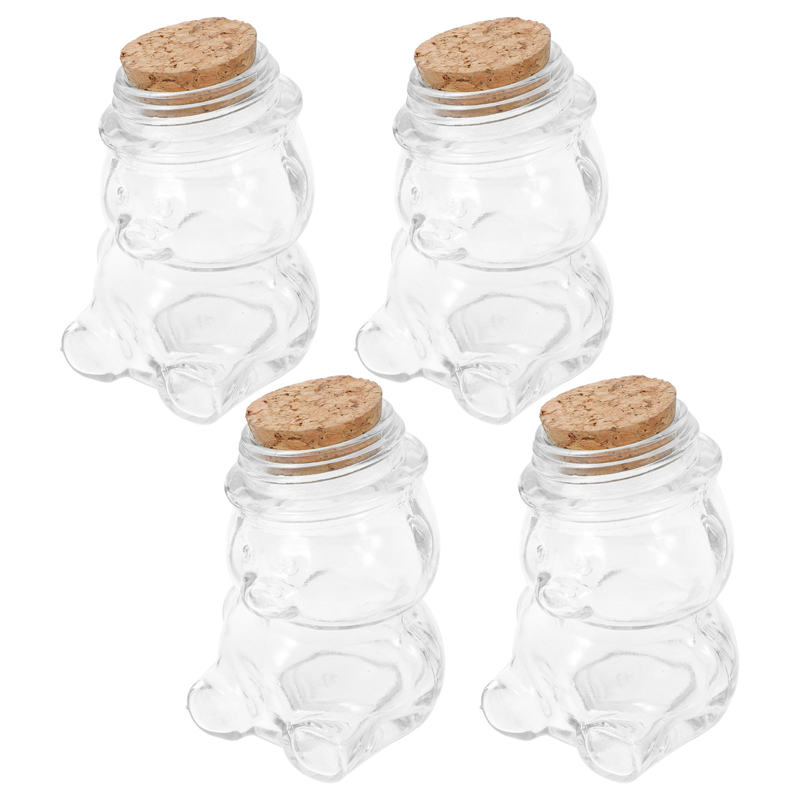Coffee Tea Jars - 4個入りガラスキャンディジャーセット 透明な気密食品保存容器 お菓子、ビスケット、紅茶、コーヒー、砂糖、塩、胡椒、ジュエリー用