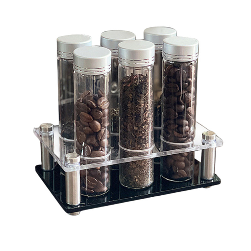 Coffee Tea Jars - コーヒー豆保存容器ポータブルコーヒー保存瓶ディスプレイラックガラスティーチューブボトルシリコン漏斗エスプレッソツール付き