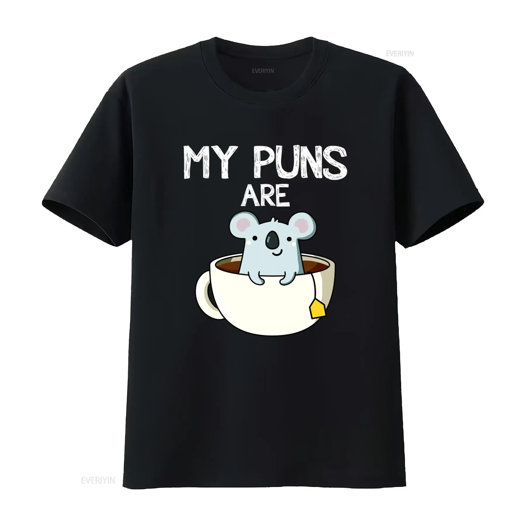 Coffee Tea Joke - 面白い言葉遊びが入ったコアラ茶デザインTシャツ、コーヒー愛好家、言葉遊びファン、お父さんへのプレゼントに最適、ヴィンテージ風ウォッシュ加工、快適な着心地。