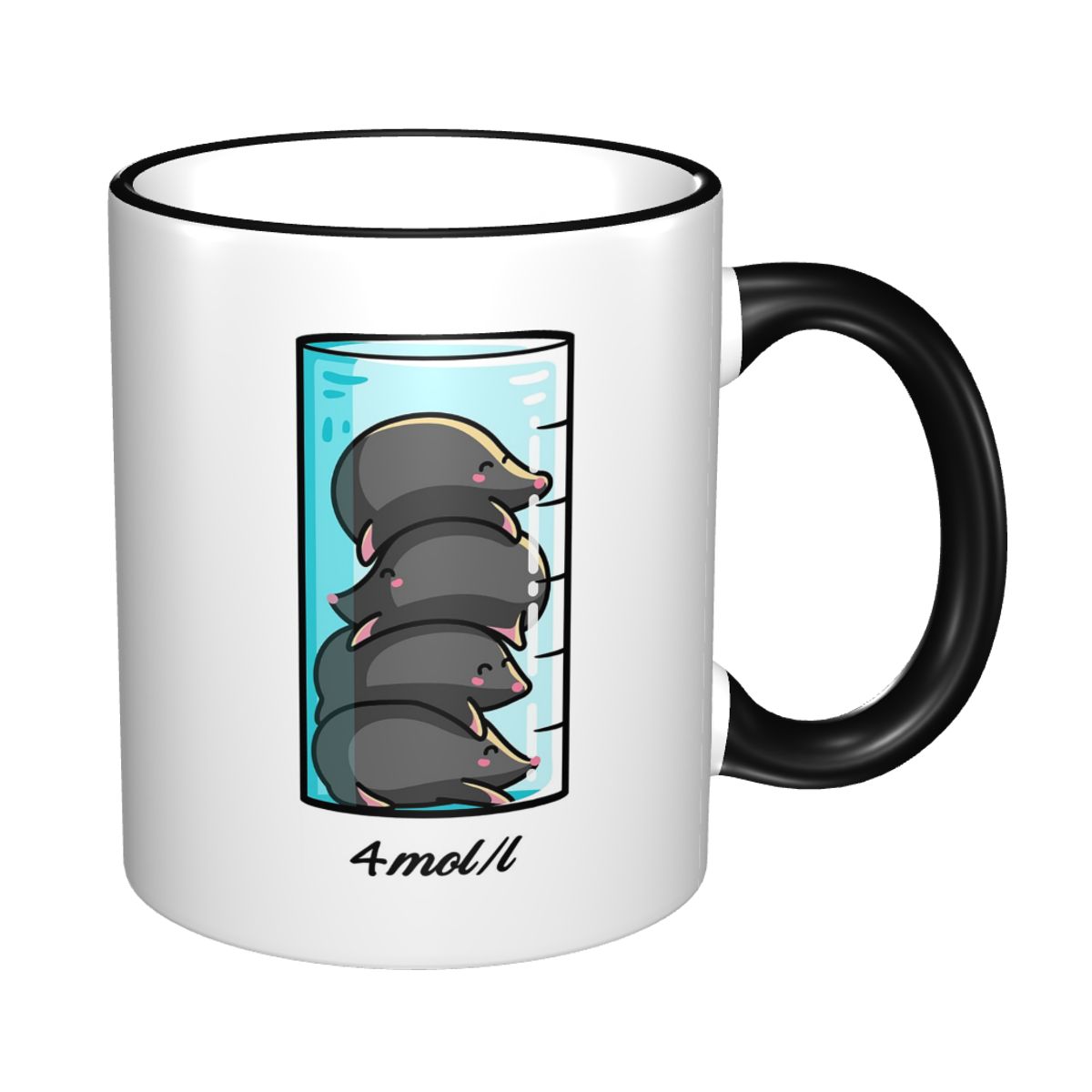 1リットルあたり4匹のモグラが描かれた化学科学ジョークマグカ - Coffee Tea Joke のレビューと価格