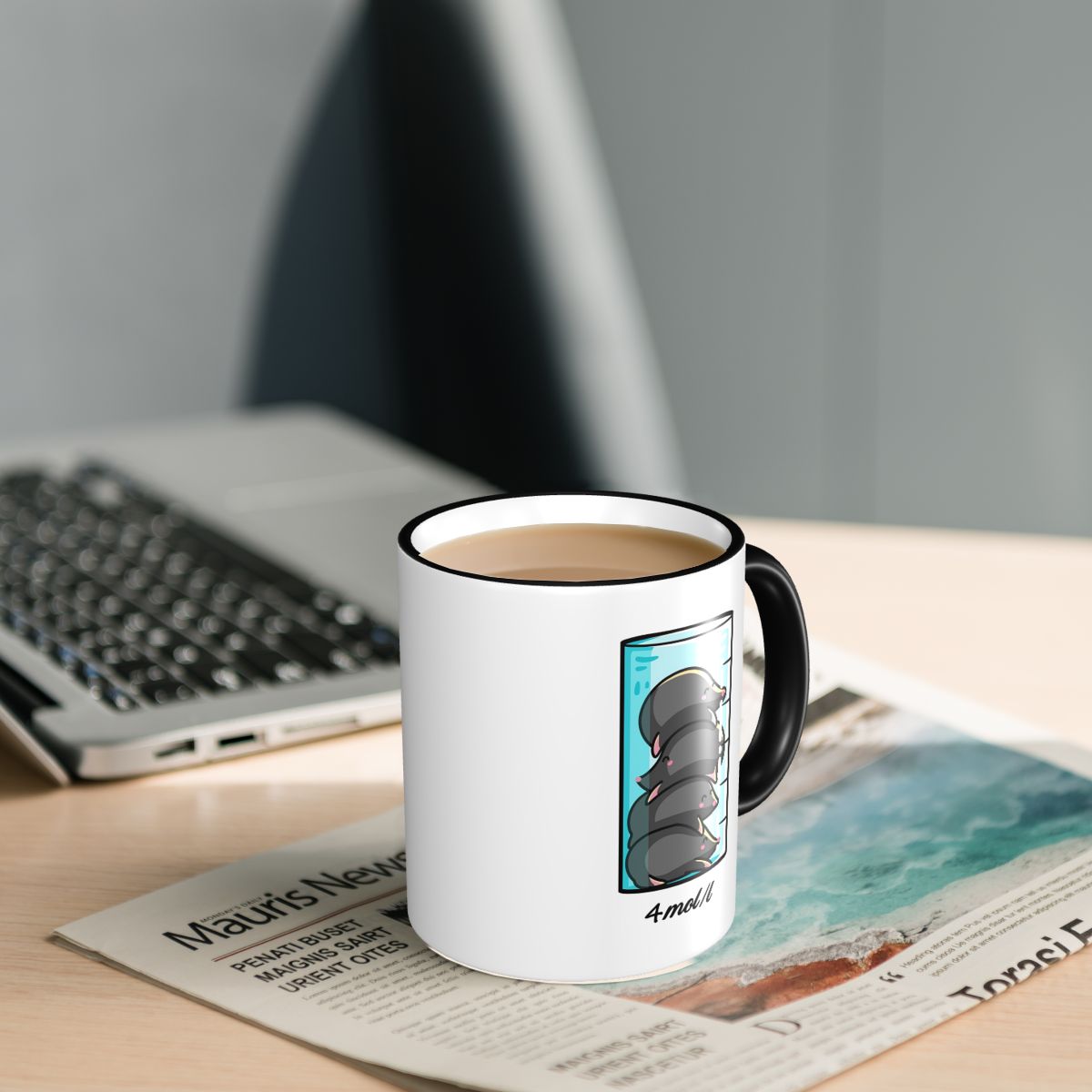 1リットルあたり4匹のモグラが描かれた化学科学ジョークマグカ - Coffee Tea Joke のレビューと価格