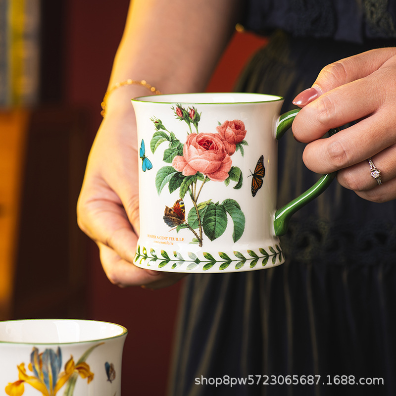 創造的な牧歌風セラミックコーヒーカップ、家庭用高温耐性朝食ミ - Coffee Tea English のレビューと価格
