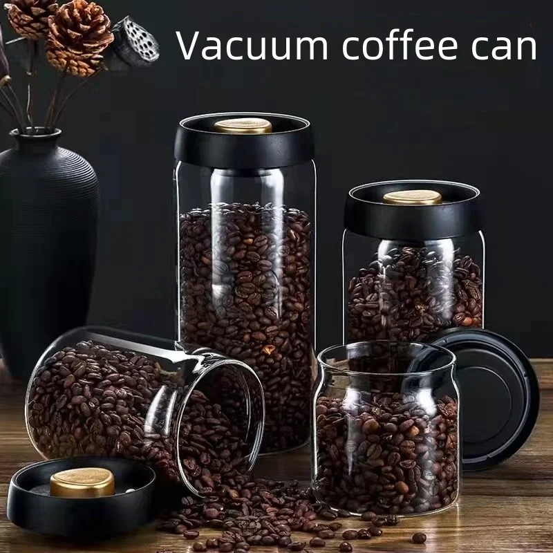 手動真空密閉コーヒージャー 高ホウケイ酸ガラス 防湿茶保存容 - Coffee Tea Jars のレビューと価格