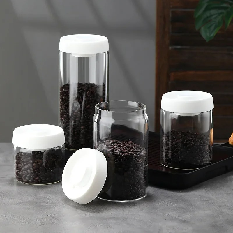 手動真空密閉コーヒージャー 高ホウケイ酸ガラス 防湿茶保存容 - Coffee Tea Jars のレビューと価格
