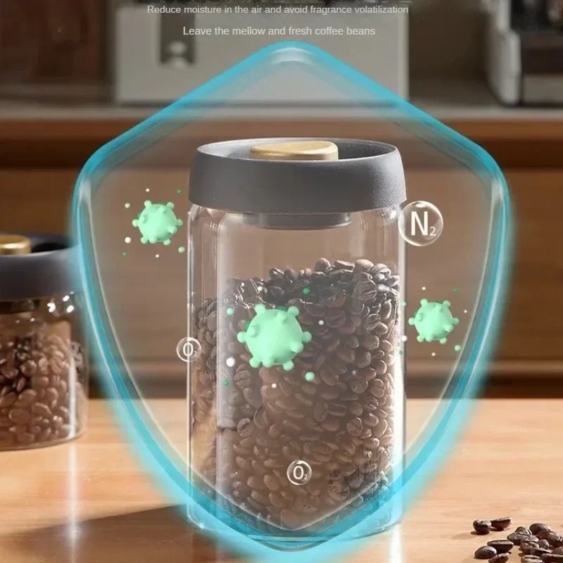手動真空密閉コーヒージャー 高ホウケイ酸ガラス 防湿茶保存容 - Coffee Tea Jars のレビューと価格