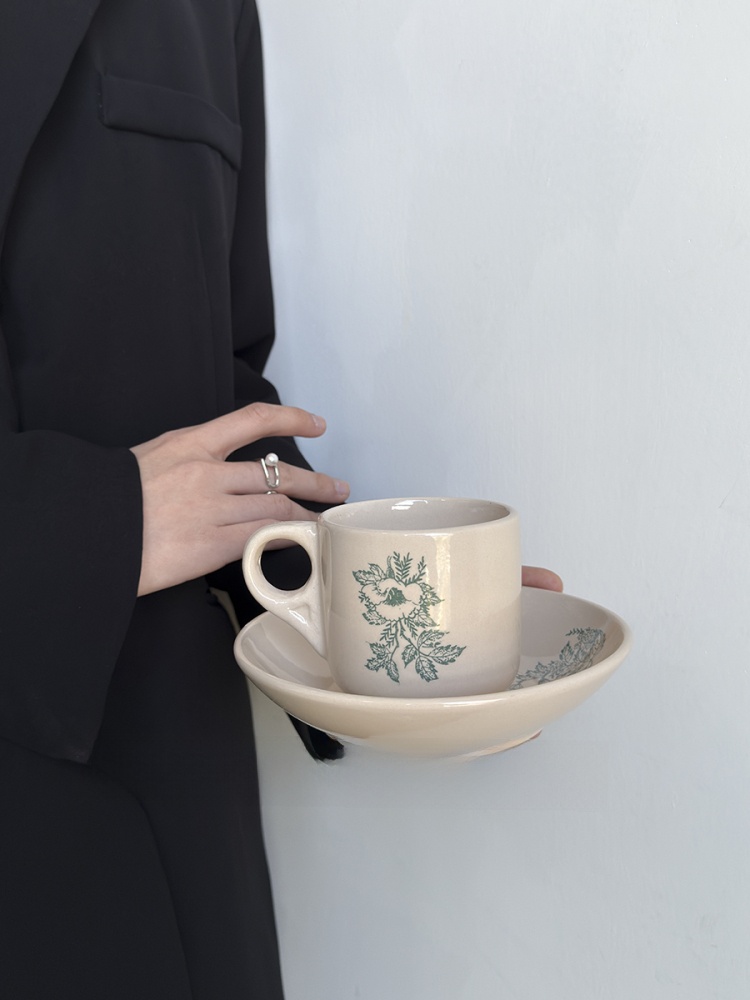 限定版ヴィンテージ春の緑の葉模様セラミックコーヒーカップアフ - Coffee Tea Leaf のレビューと価格