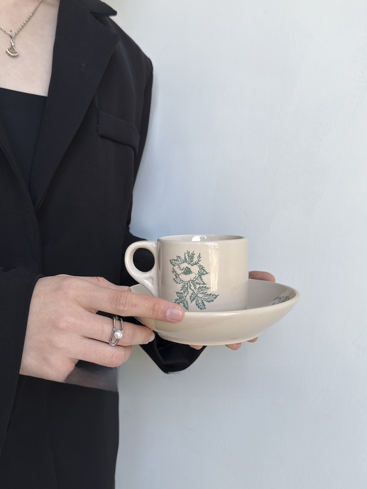 限定版ヴィンテージ春の緑の葉模様セラミックコーヒーカップアフ - Coffee Tea Leaf のレビューと価格