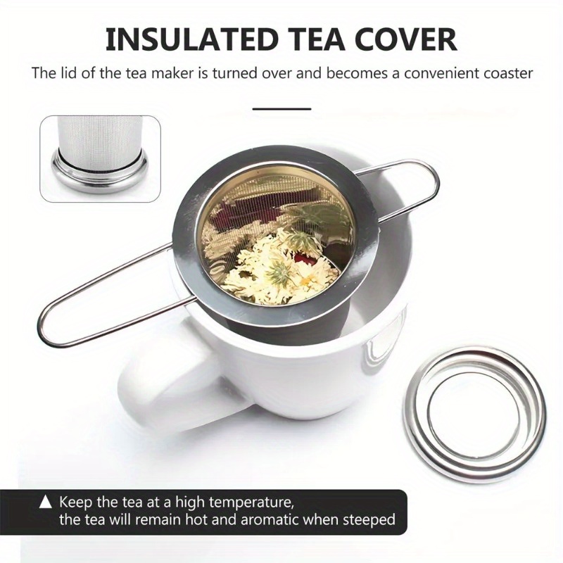 ステンレス製の茶こし、蓋付き、再利用可能なカップストレーナー - Coffee Tea Leaf のレビューと価格