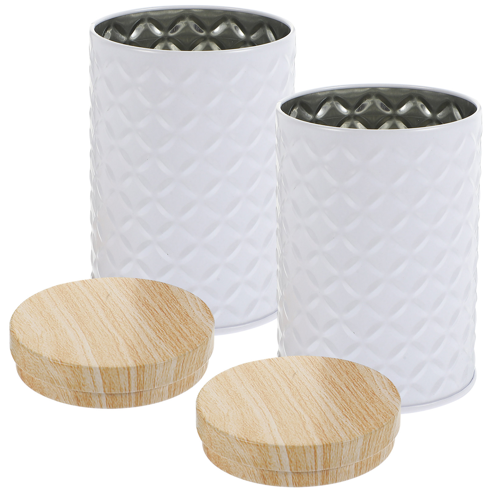 食品グレードのブリキ製保存容器2個セット、漏れ防止蓋付き、ス - Coffee Tea Jars のレビューと価格