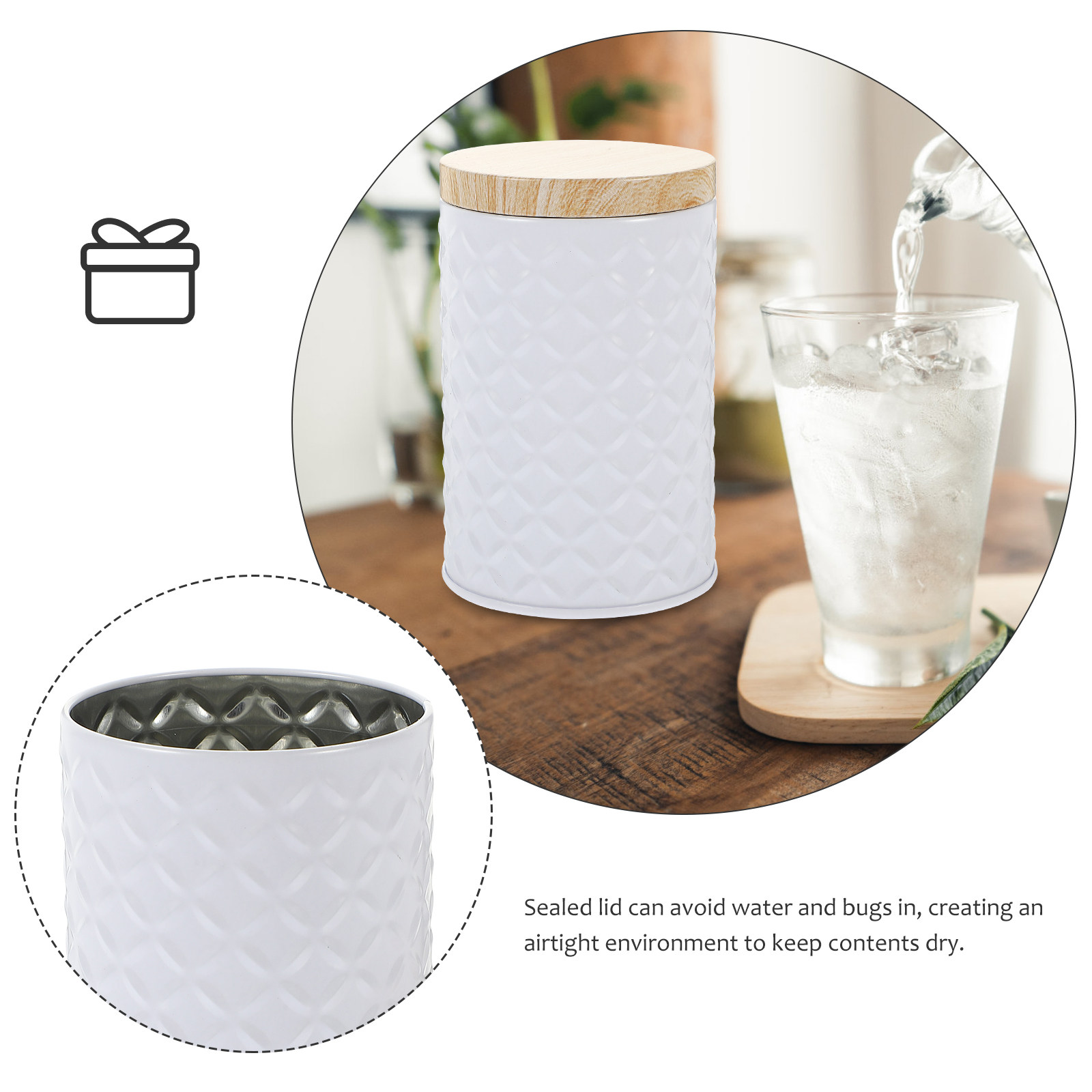 食品グレードのブリキ製保存容器2個セット、漏れ防止蓋付き、ス - Coffee Tea Jars のレビューと価格