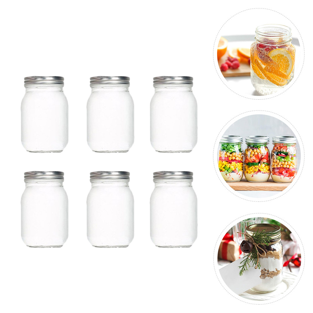 6個入り透明丸型ガラス瓶、気密蓋付き、食品保存用、コーヒー、 - Coffee Tea Jars のレビューと価格