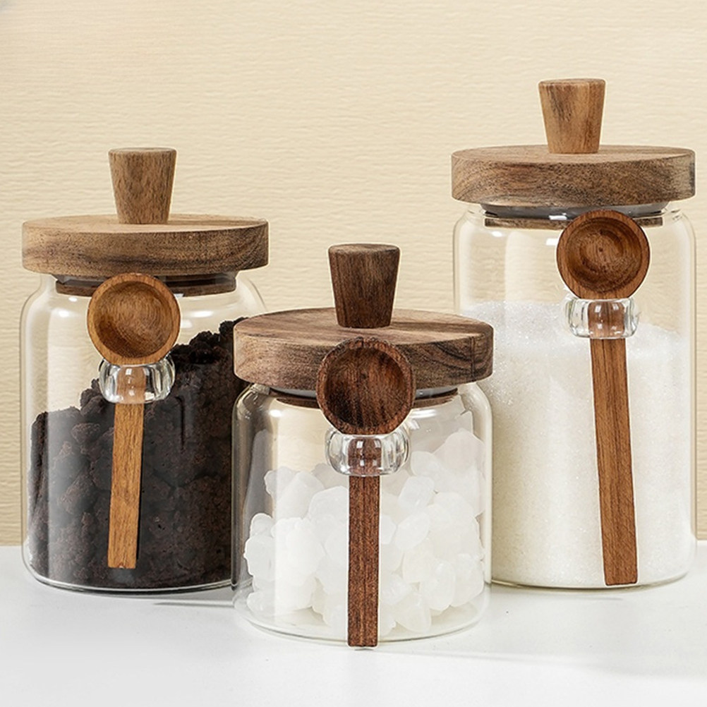 ガラス製コーヒー豆保存容器 密閉木製蓋付き 漏れ防止 キッチ - Coffee Tea Jars のレビューと価格