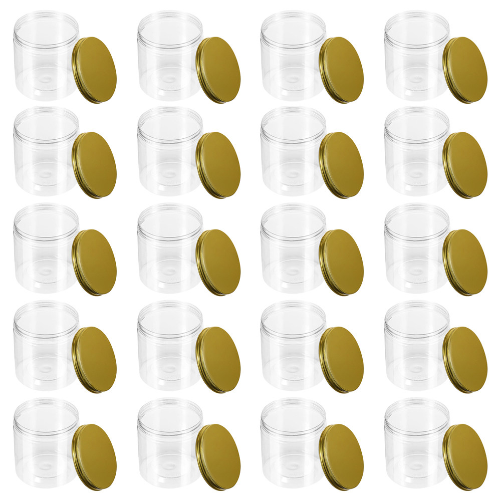 20個入りプラスチック製保存瓶 透明広口ジャー ツイスト蓋付 - Coffee Tea Jars のレビューと価格