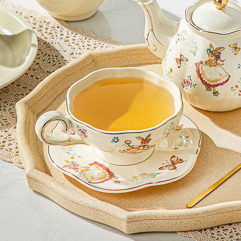 英語のレトロなコーヒーカップとプレート、アリスウサギの塗装セ - Coffee Tea English のレビューと価格