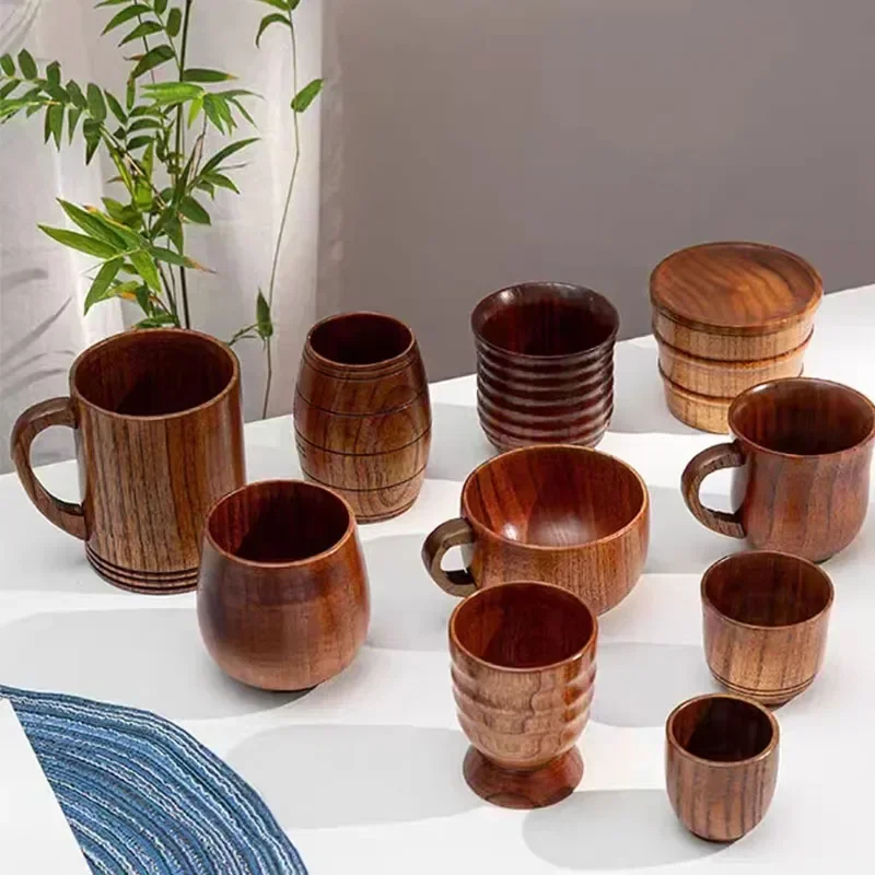 ハンドル付きの大きな木製ベリーカップ,和風,牛乳,水,コーヒ - Coffee Plus Tea のレビューと価格