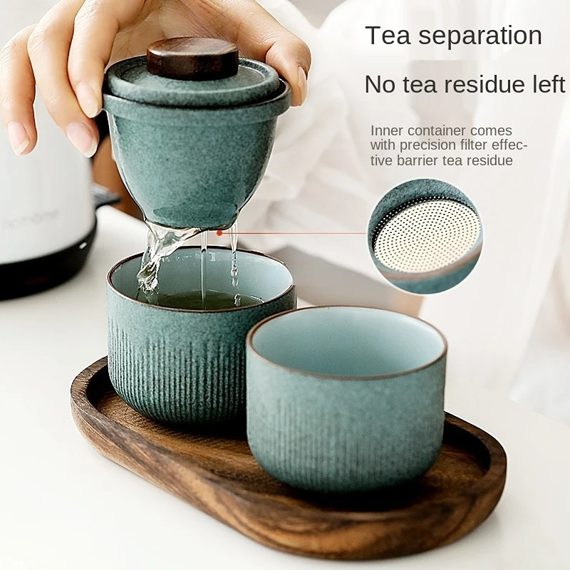 旅行カンフーティーセット屋外車クイックカップ 1 ポット 2 - Coffee Or Tea Please のレビューと価格