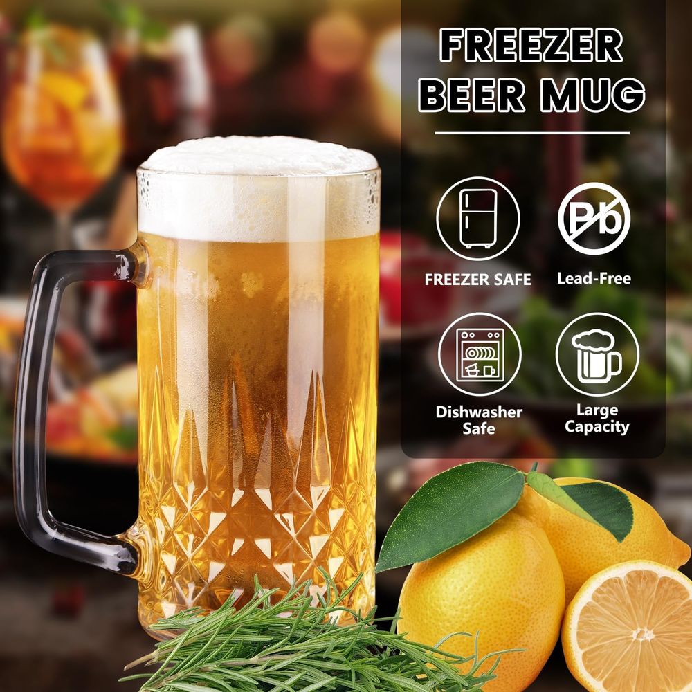 20オンスの頑丈なガラスマグカップ4個セット、透明な大きなジ - Coffee Or Tea Please のレビューと価格
