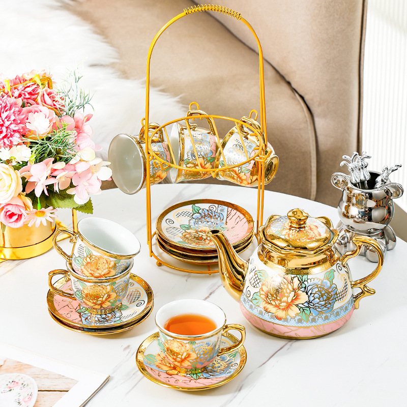 14点セット 家庭用 ヨーロッパ風ティーセット 陶磁器 コー - Coffee Tea English のレビューと価格